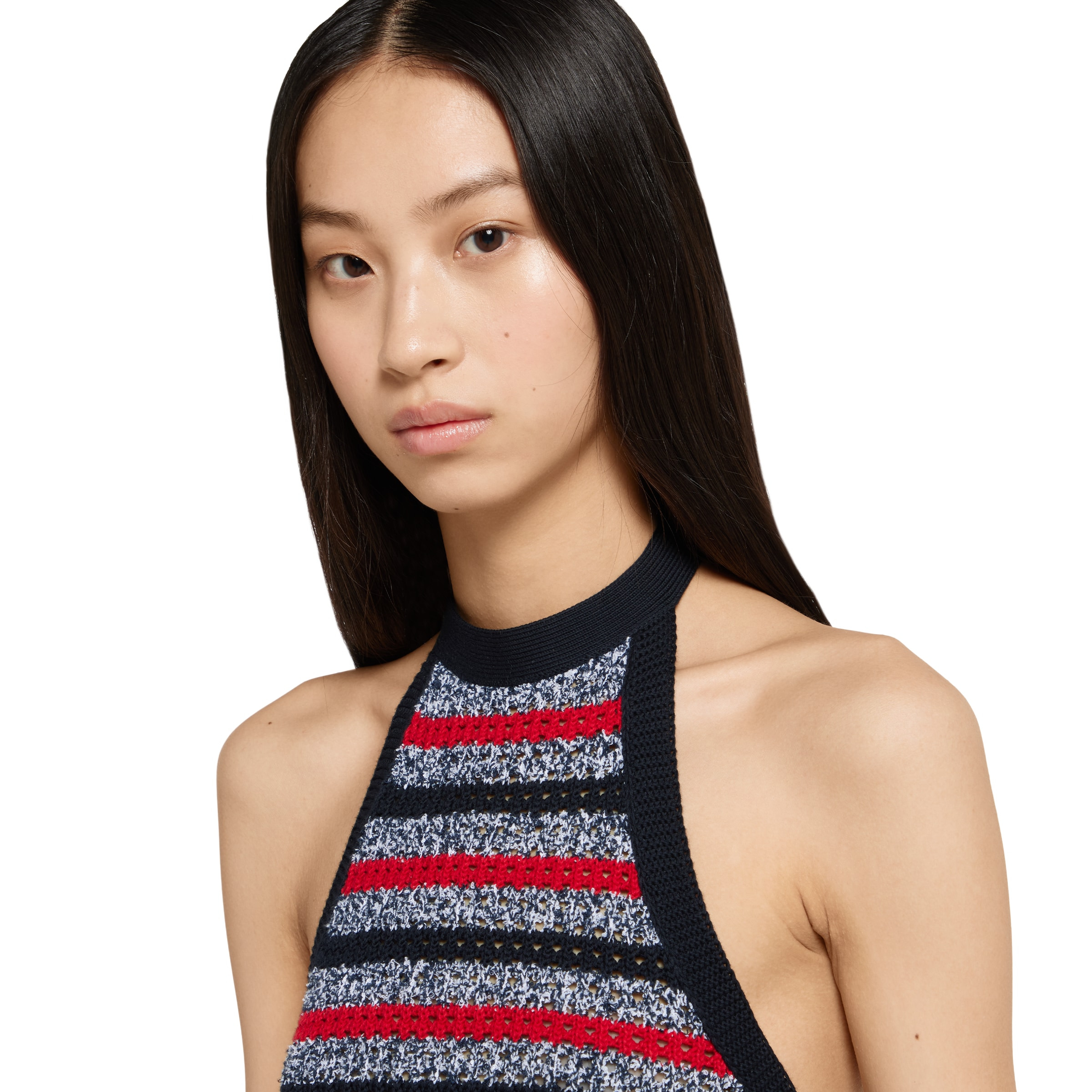 Striped fine cotton knit halterneck top - 5