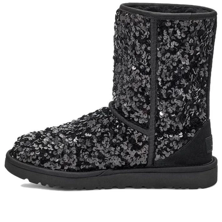 (WMNS) UGG Classic Short 'Sequin Black Grey' 1130650-BLK - 1
