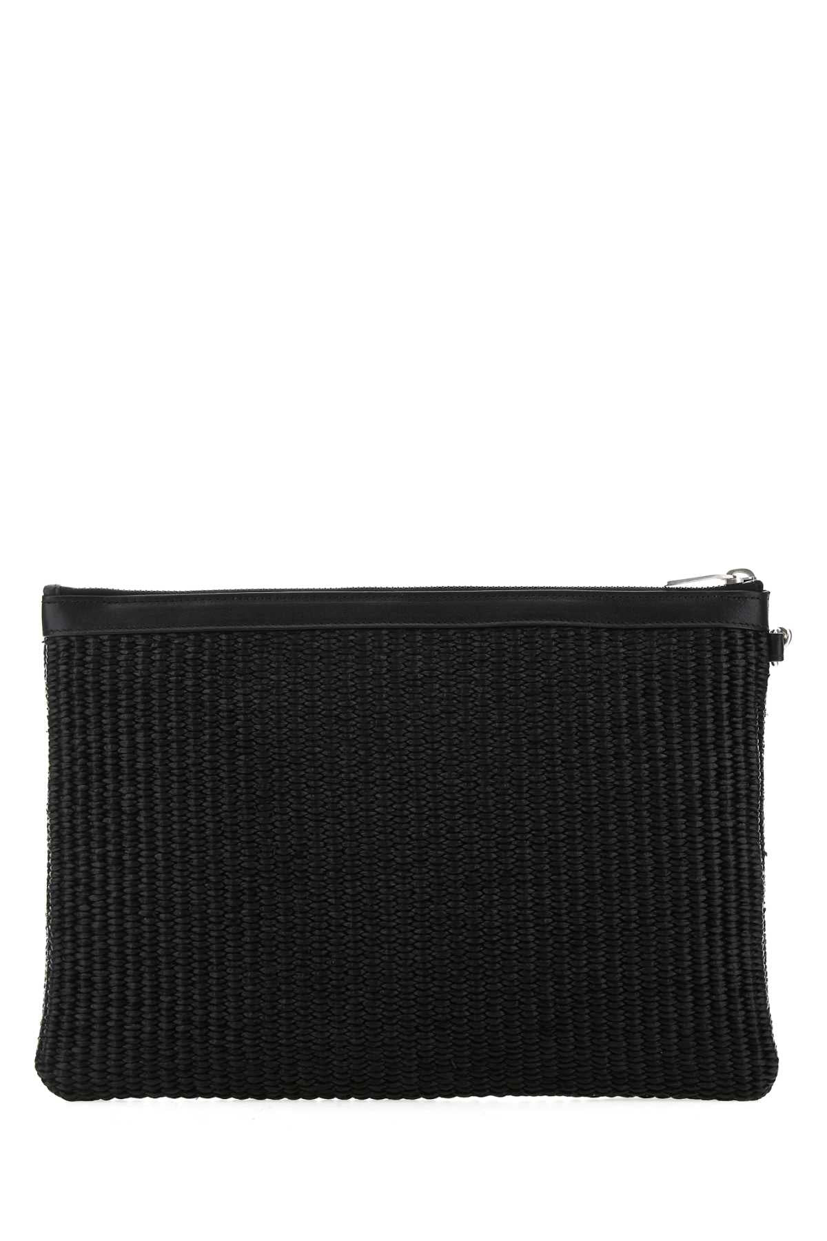 Saint Laurent Men Black Raffia Clutch - 3
