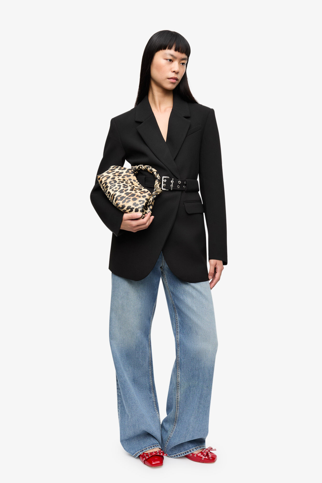BLACK BONDED CREPE BLAZER - 4
