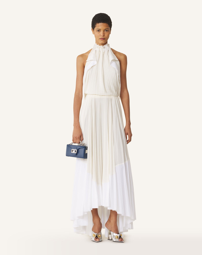 Lanvin PLEATED DRESS IN CHARMEUSE AND COTTON outlook