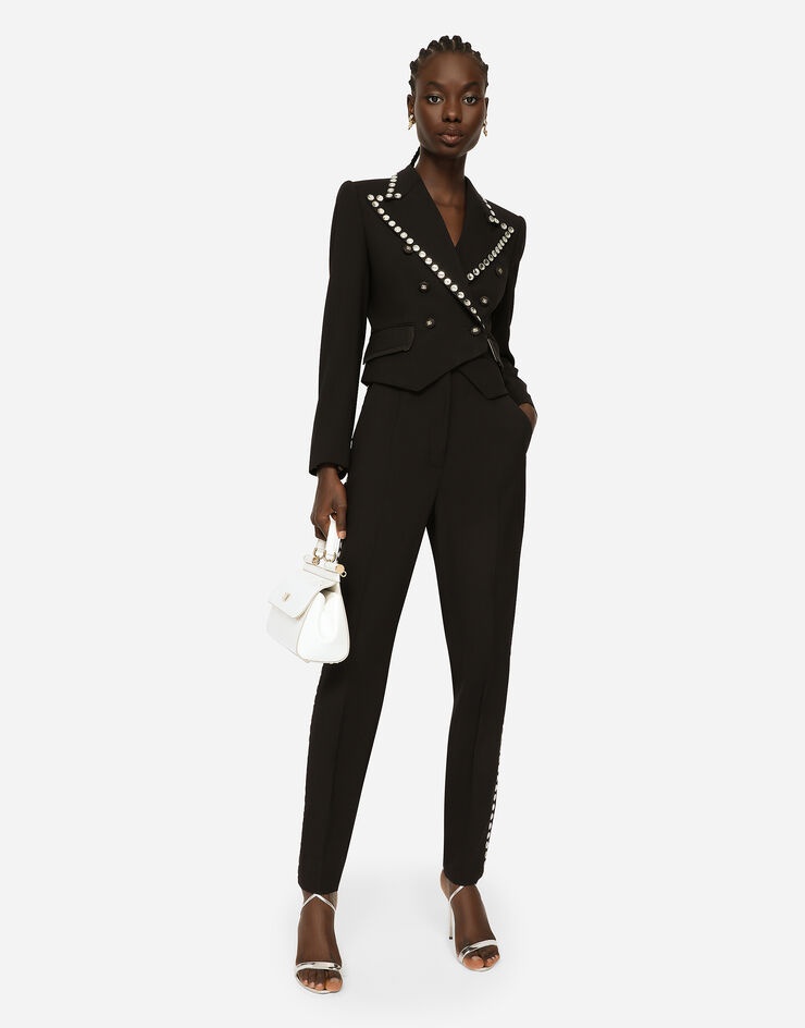 Wool Spencer-fit jacket with crystal piping - 3