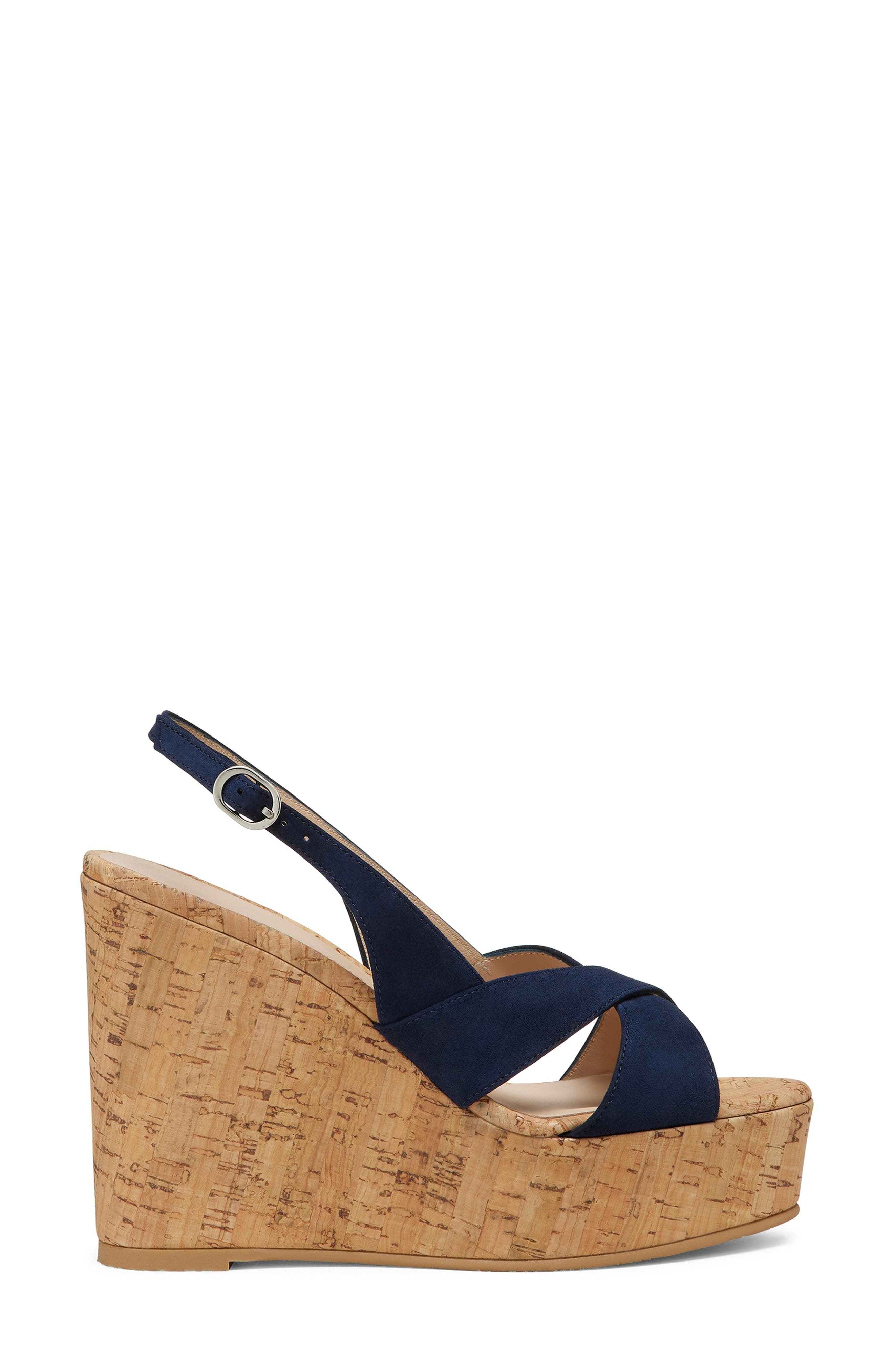Stuart Weitzman Dayna Slingback Platform Wedge Sandal in Nice Blue at Nordstrom - 3