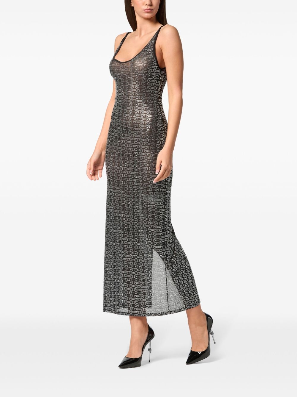 crystal-monogram maxi dress - 3