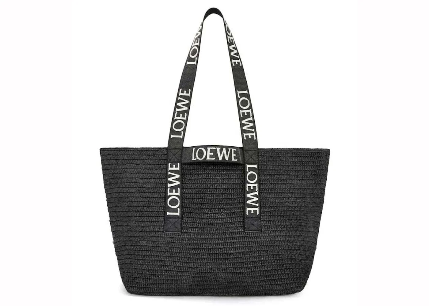 LOEWE Fold Shopper in Raffia Black - 1