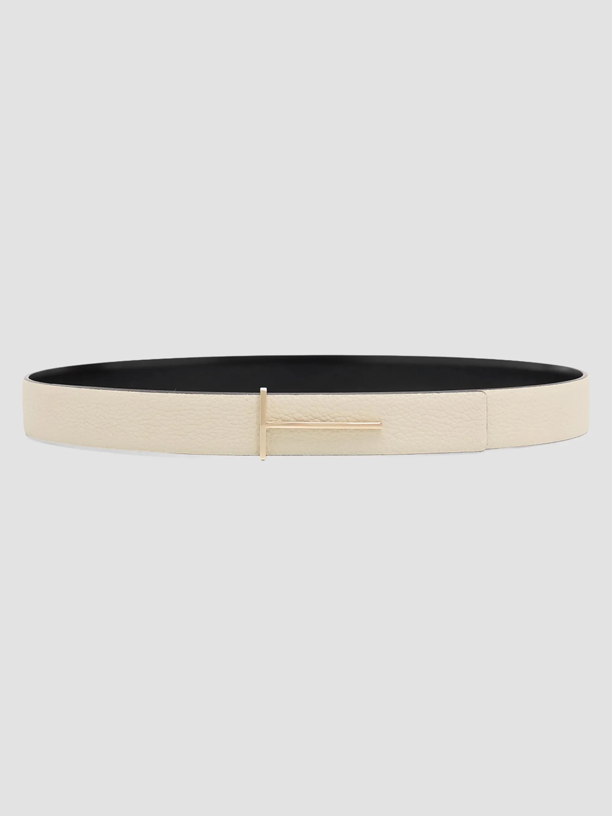 Women's Leather Reversible Belt - Dove Grey Black - 1