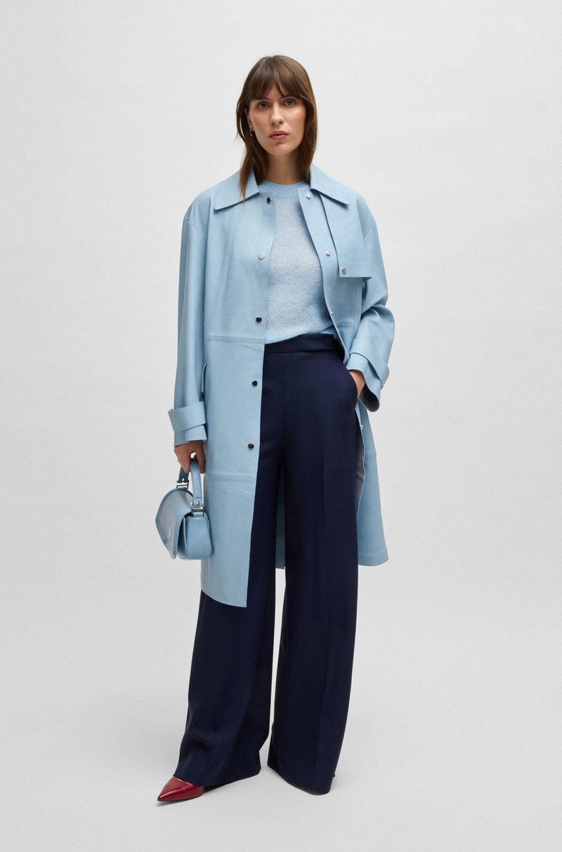 BOSS CROPPED-SLEEVE KNITTED SWEATER IN TEXTURED WOOL outlook