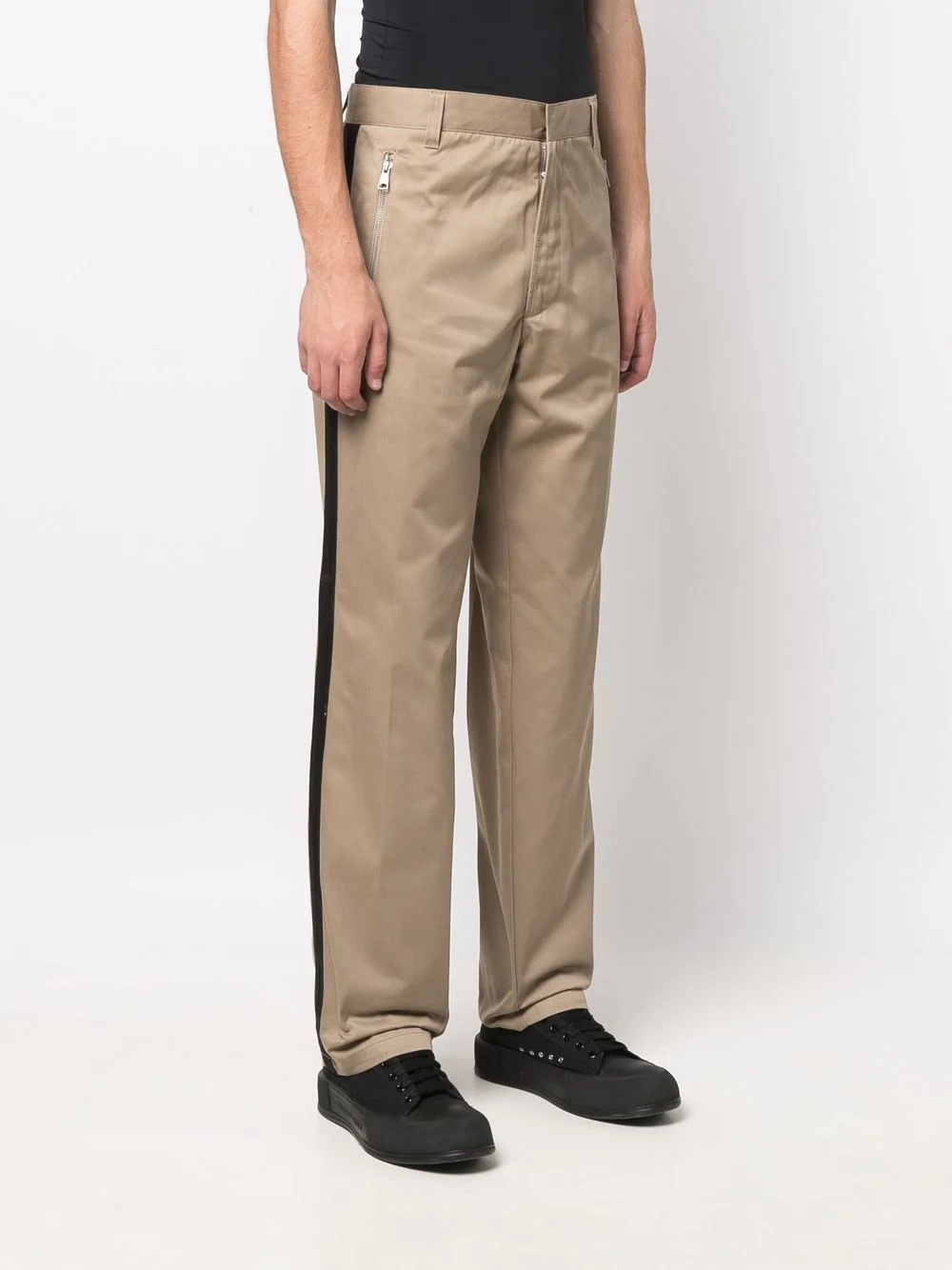 side-stripe straight-leg trousers - 3