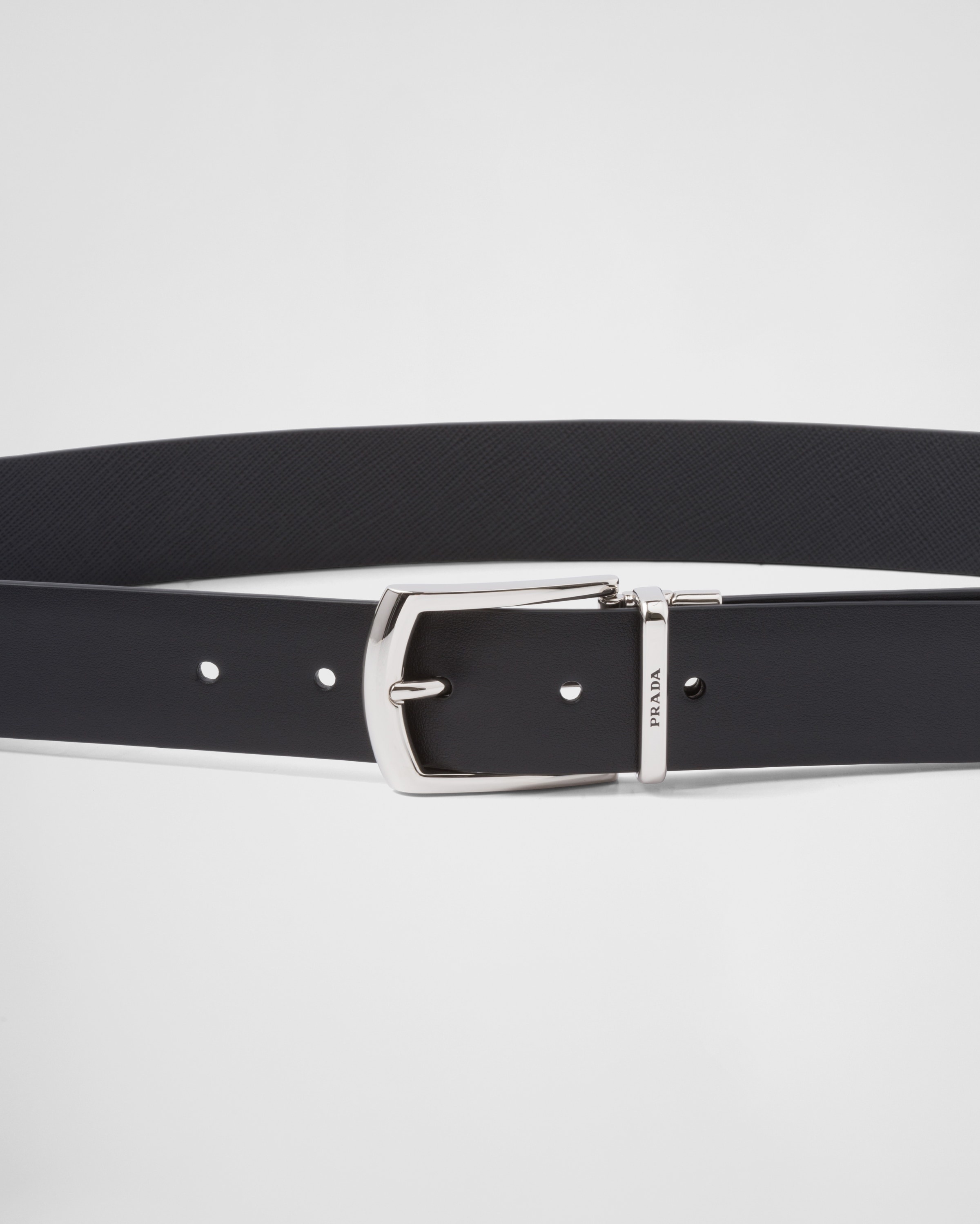 Reversible Saffiano and leather belt - 3