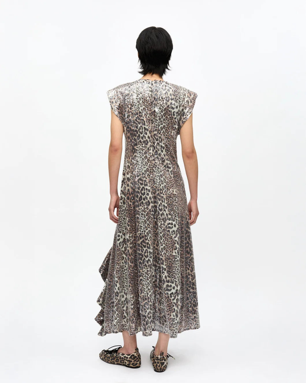 LEOPARD STRETCH SEQUINS LONG DRESS - 3