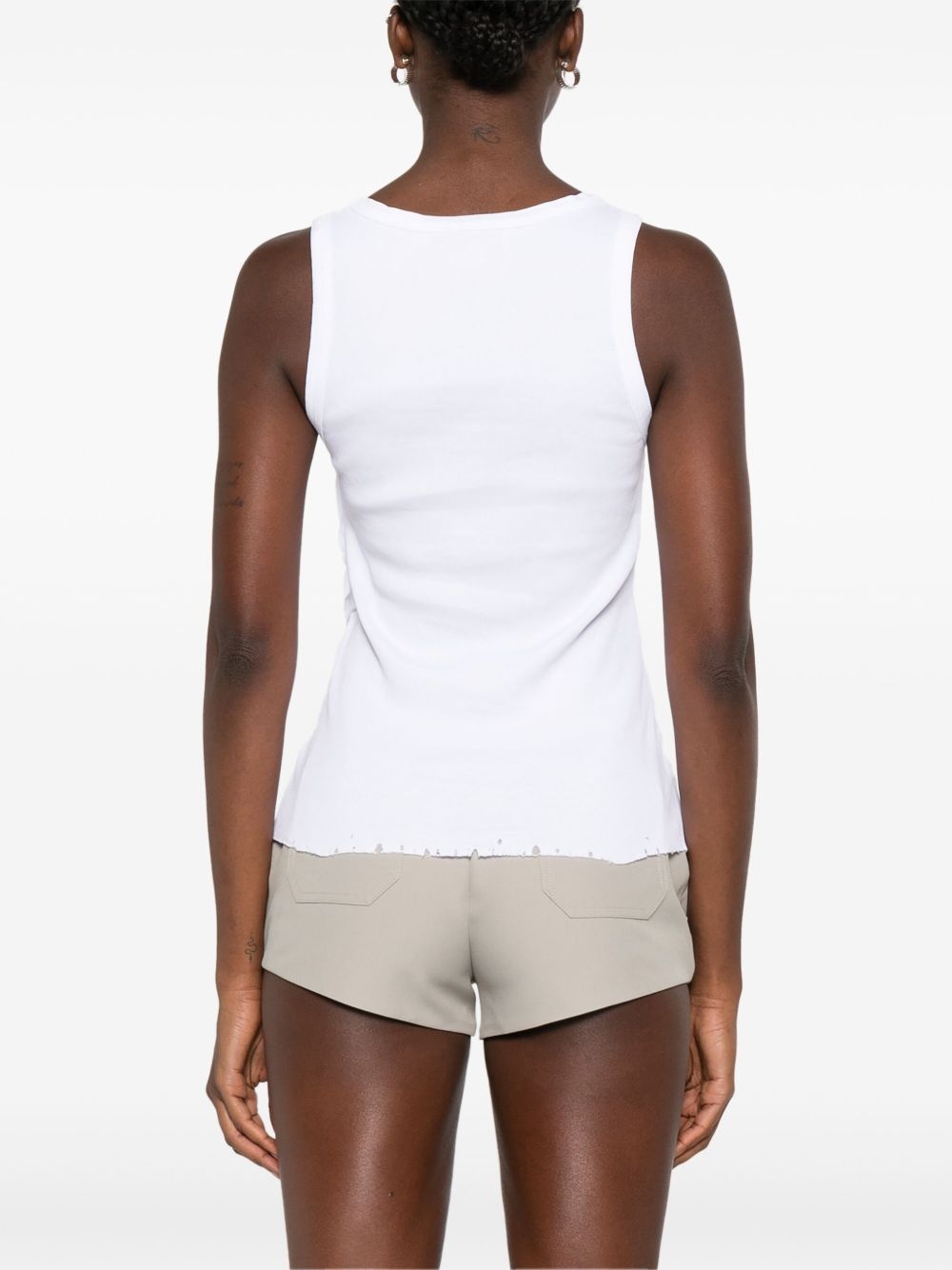 rose-appliqué distressed-effect tank top - 4