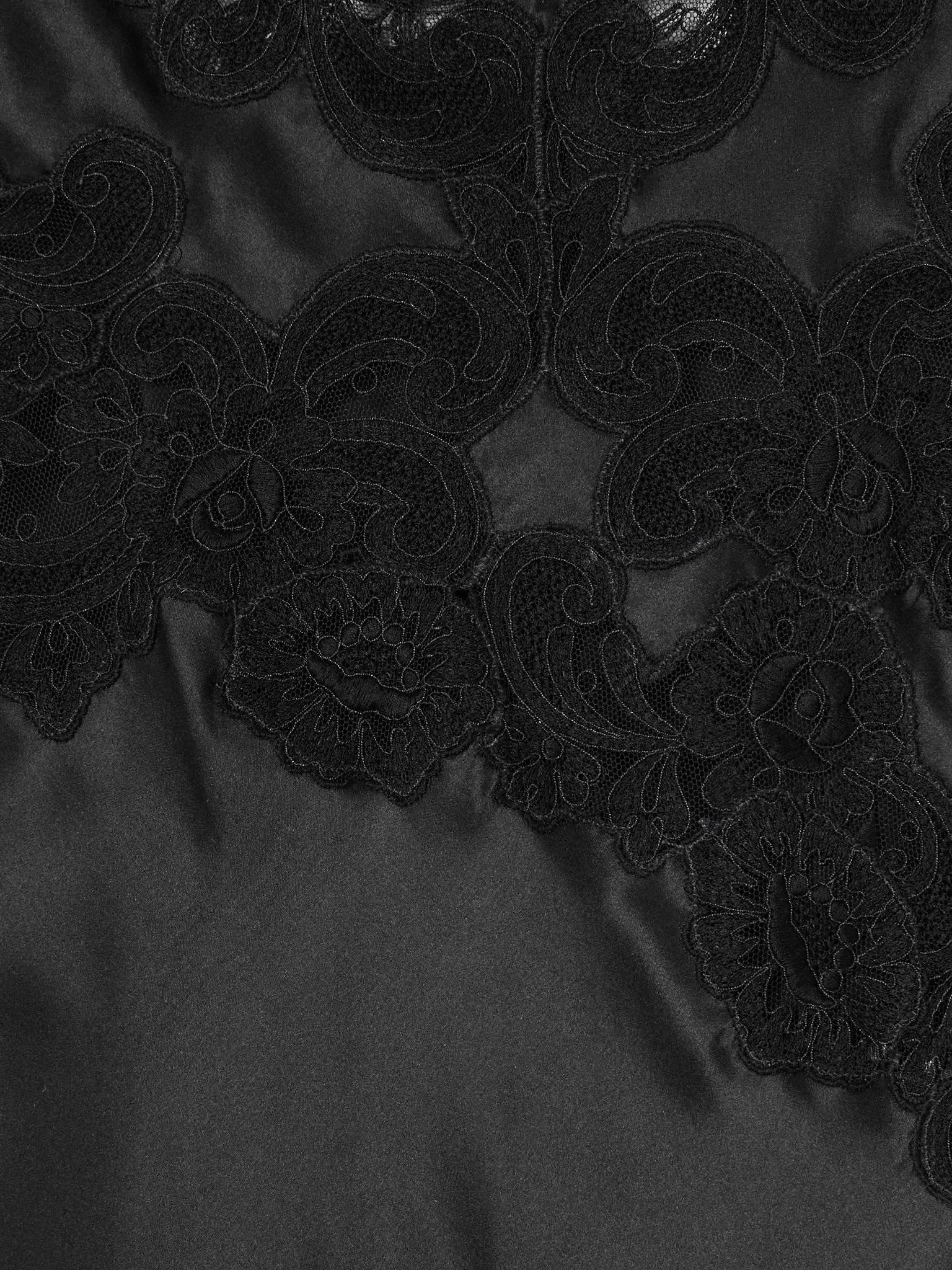 Giadette lace-trimmed silk-satin gown Black - 4