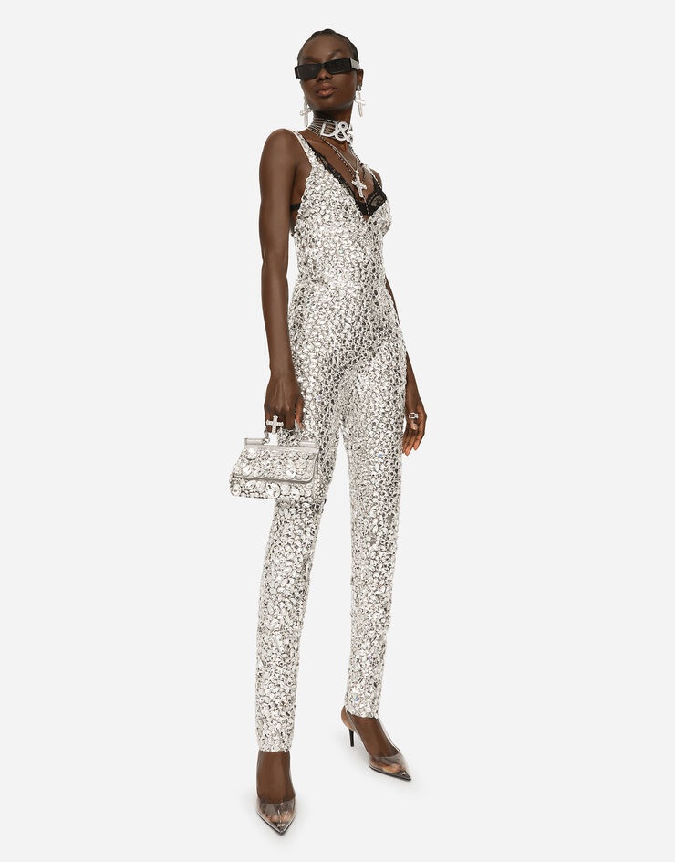 Marquisette jumpsuit with all-over rhinestone embellishment - 5