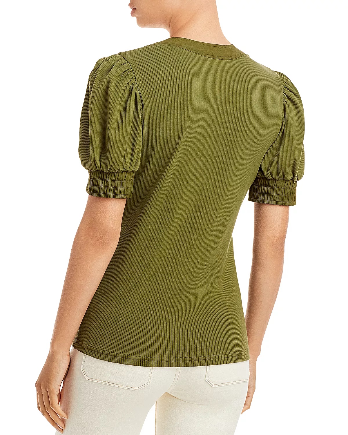 Heather V Neck Puff Sleeve Top - 3