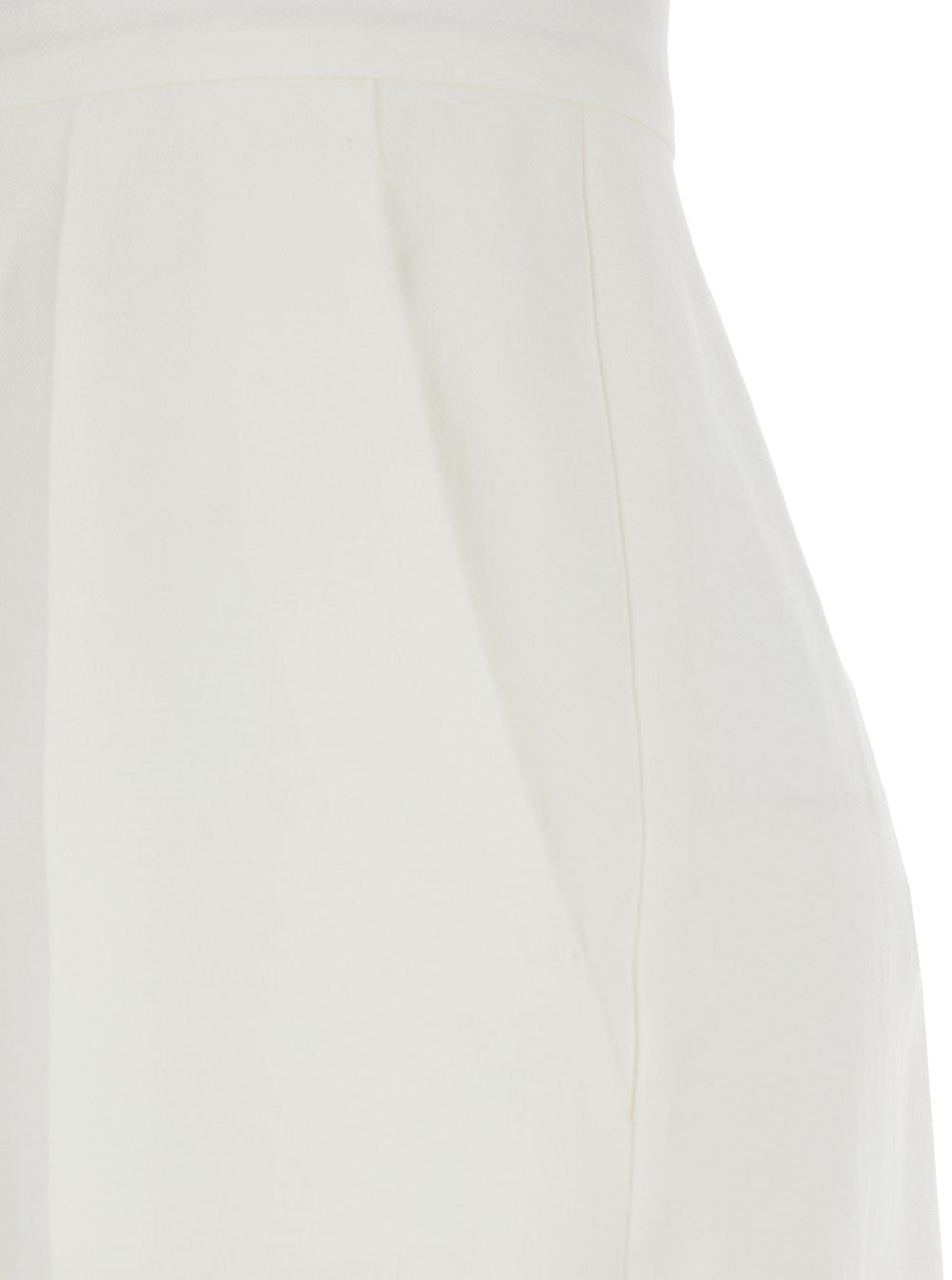 Max Mara Women 'Aversa' White Pants With Pleated Details And Back Logo In Linen Woman - 3