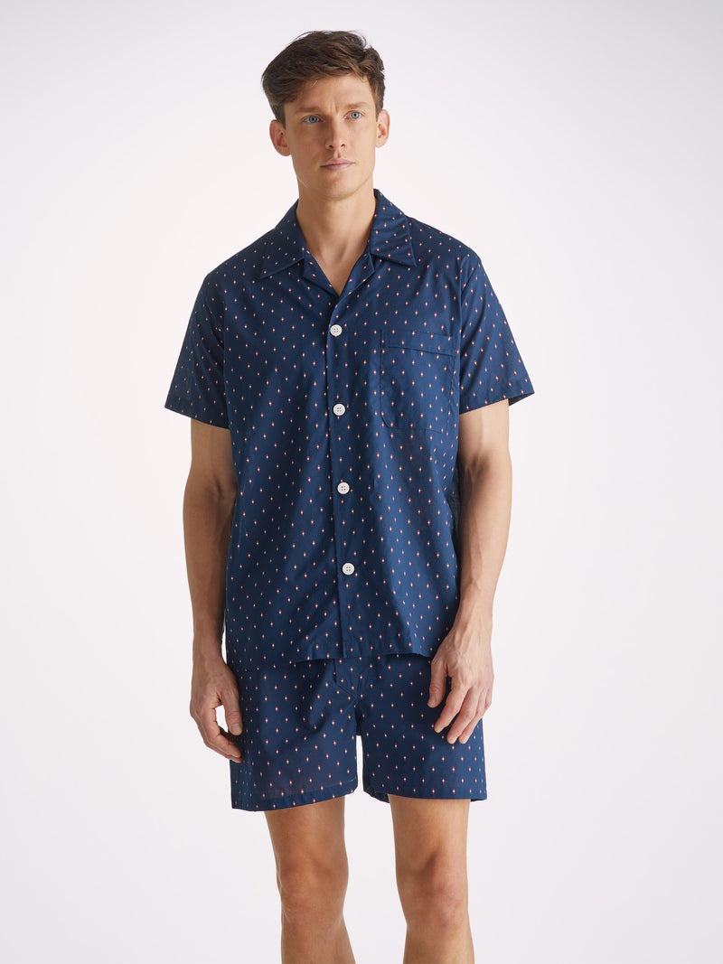 Men's Short Pyjamas Nelson 96 Cotton Batiste Navy - 2