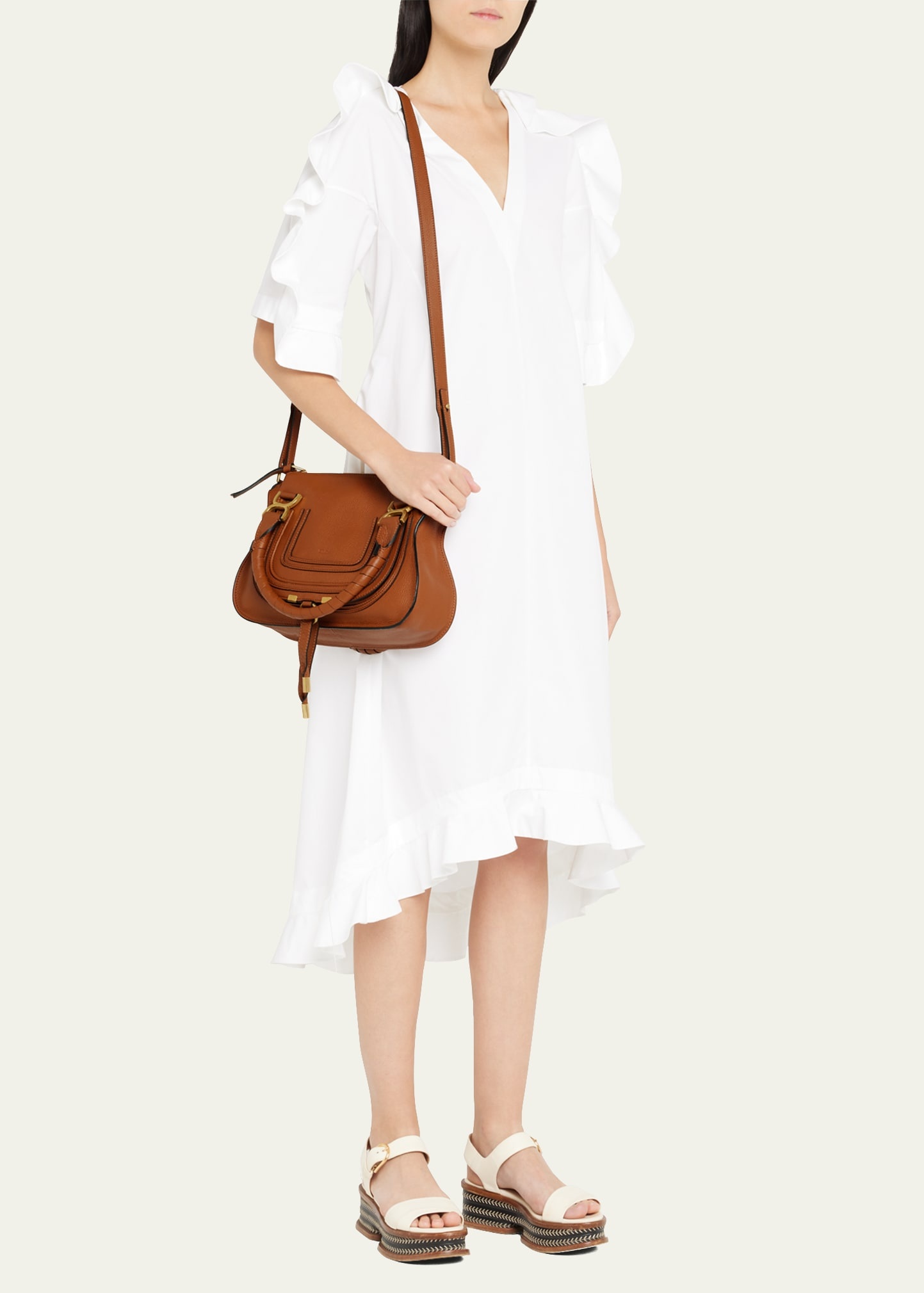 Marcie Small Satchel Bag in Grained Calfskin - 5