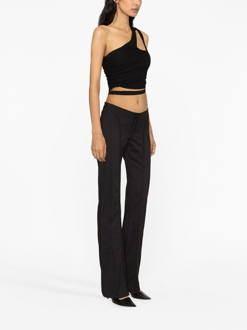 draped cropped top - 3