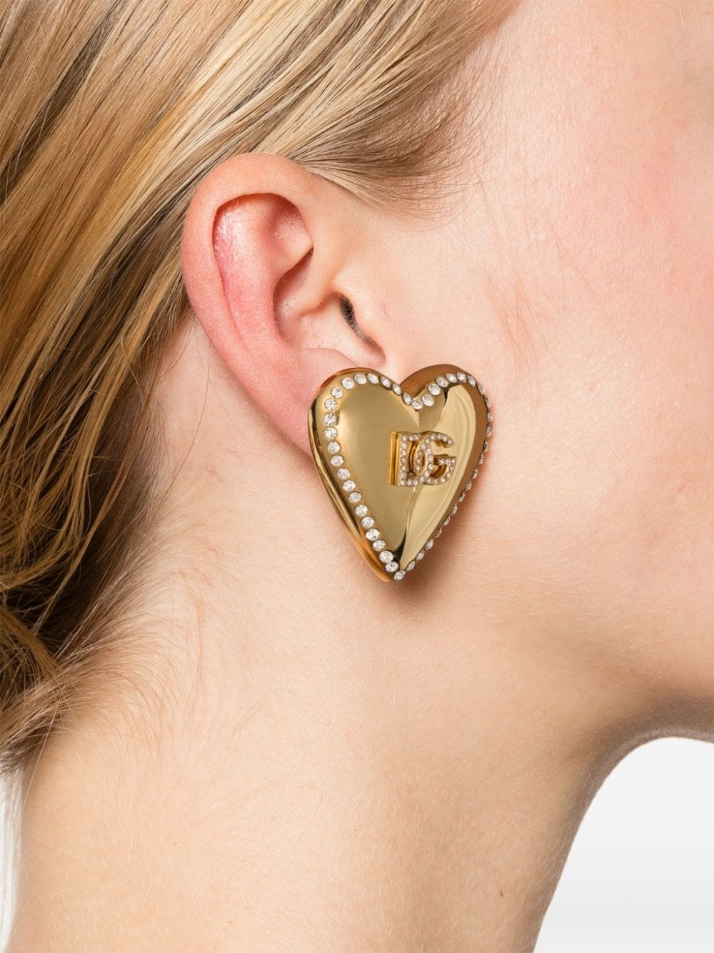 heart-motif clip-on earrings - 2