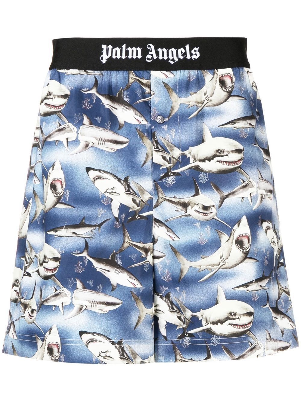 shark-print logo-waist shorts - 1