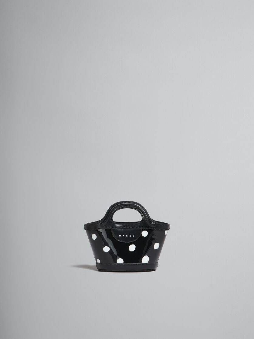 BLACK AND WHITE POLKA-DOT PATENT LEATHER TROPICALIA MICRO BAG 1