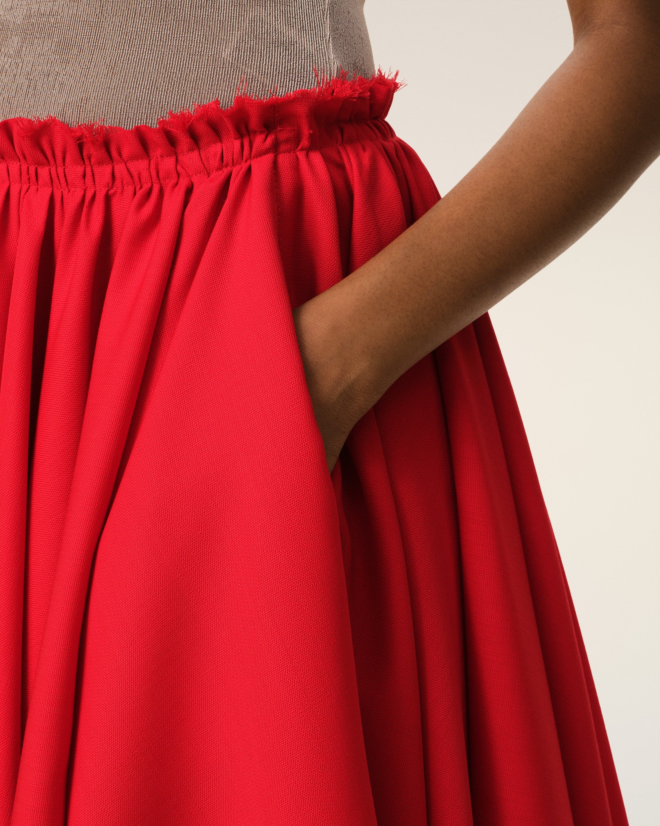 RED WOOL SKIRT WITH GODETS - 5