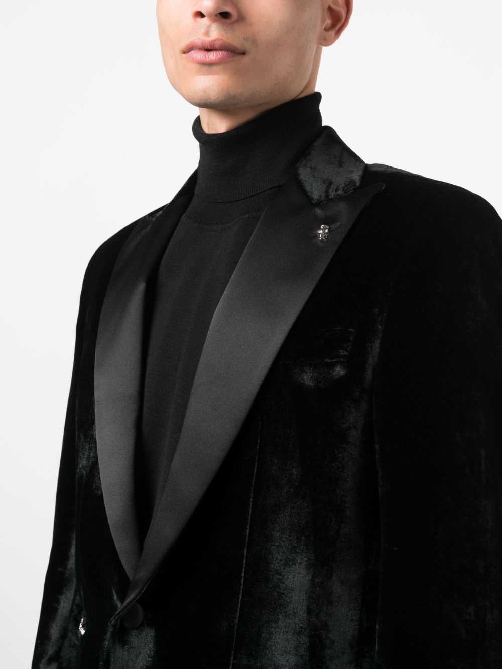 single-breasted velvet blazer - 5