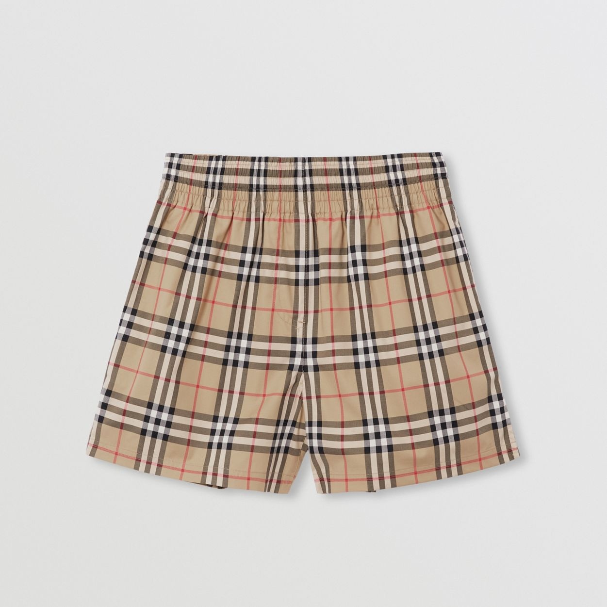 Side Stripe Vintage Check Stretch Cotton Shorts - 1