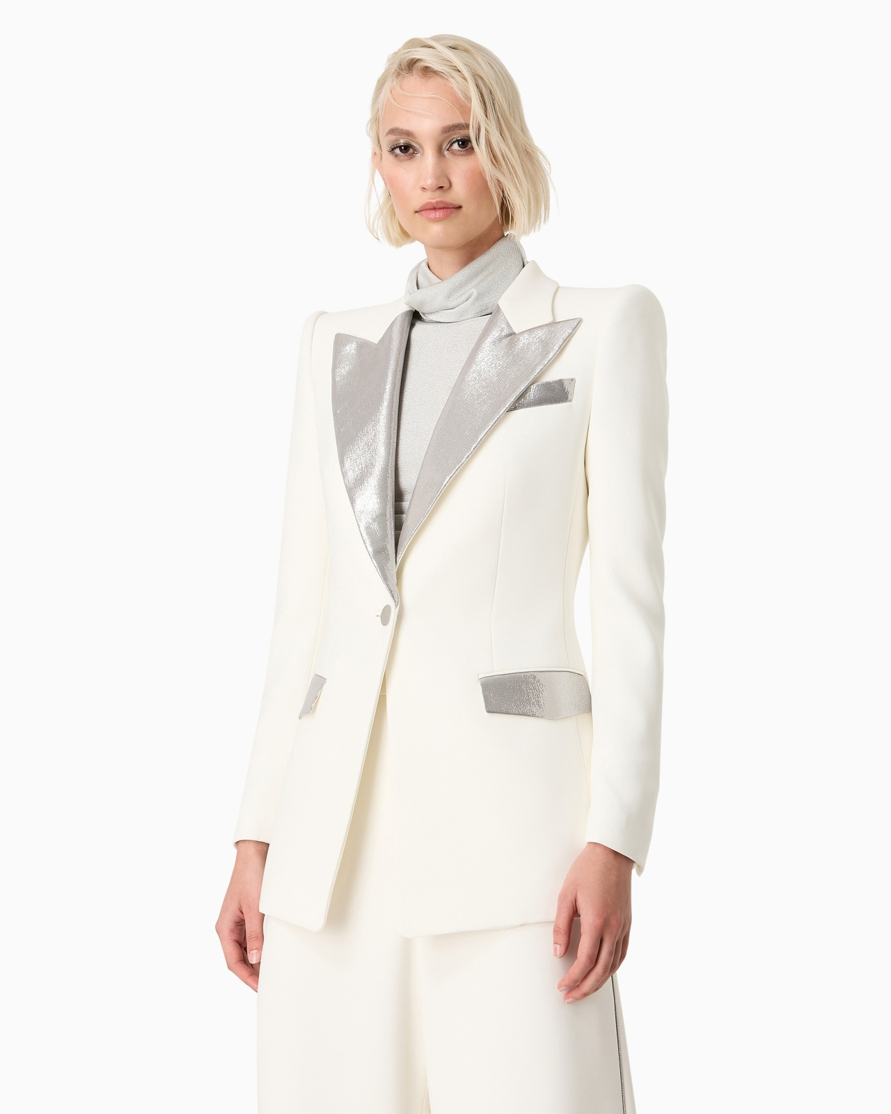 Long single-breasted jacket in silk cady - 2
