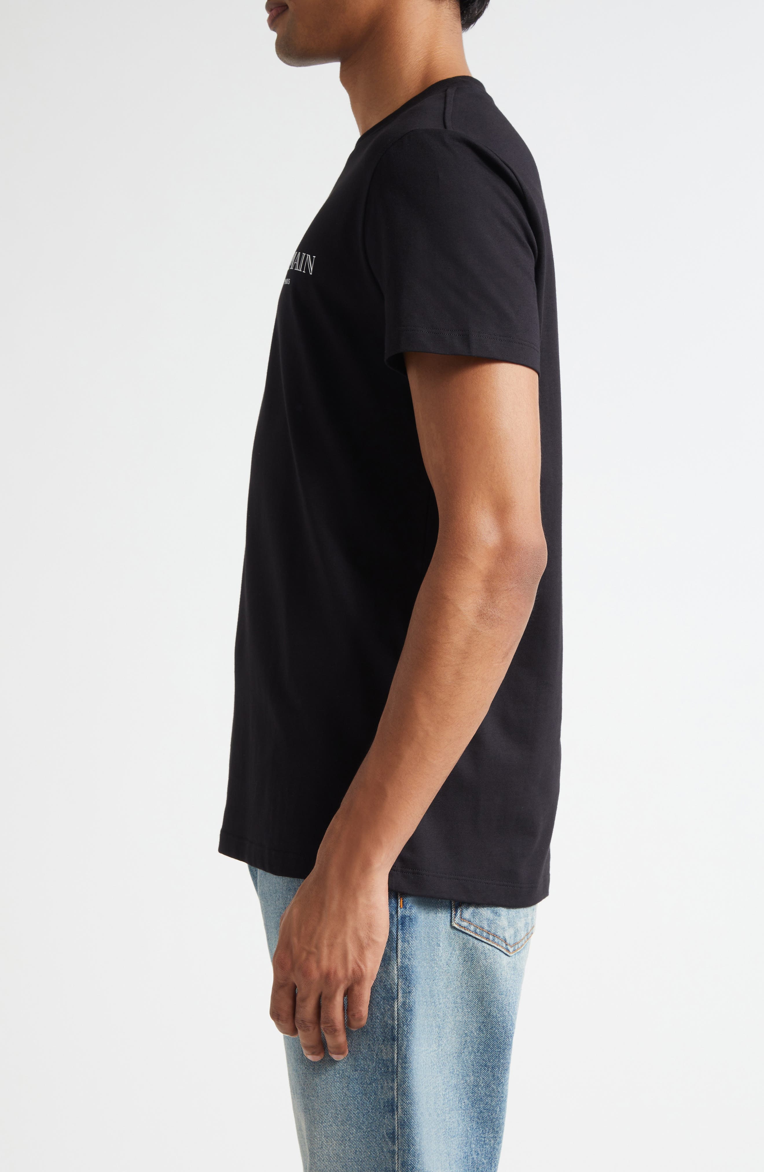 Balmain Gel Logo T-Shirt in Eac Black/Silver at Nordstrom - 3