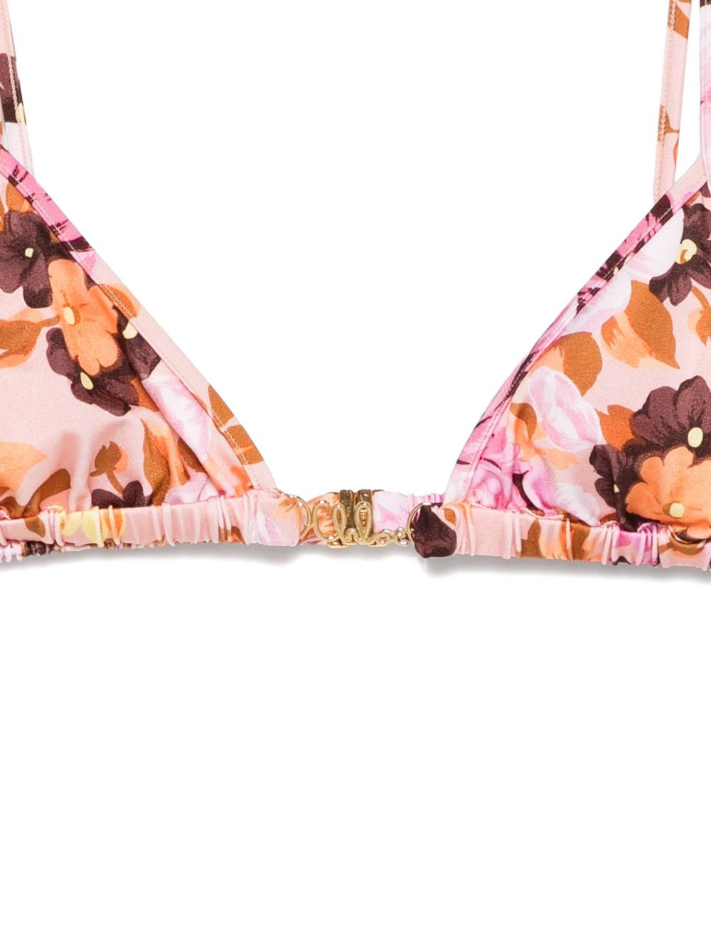 floral-print triangle bikini top - 3