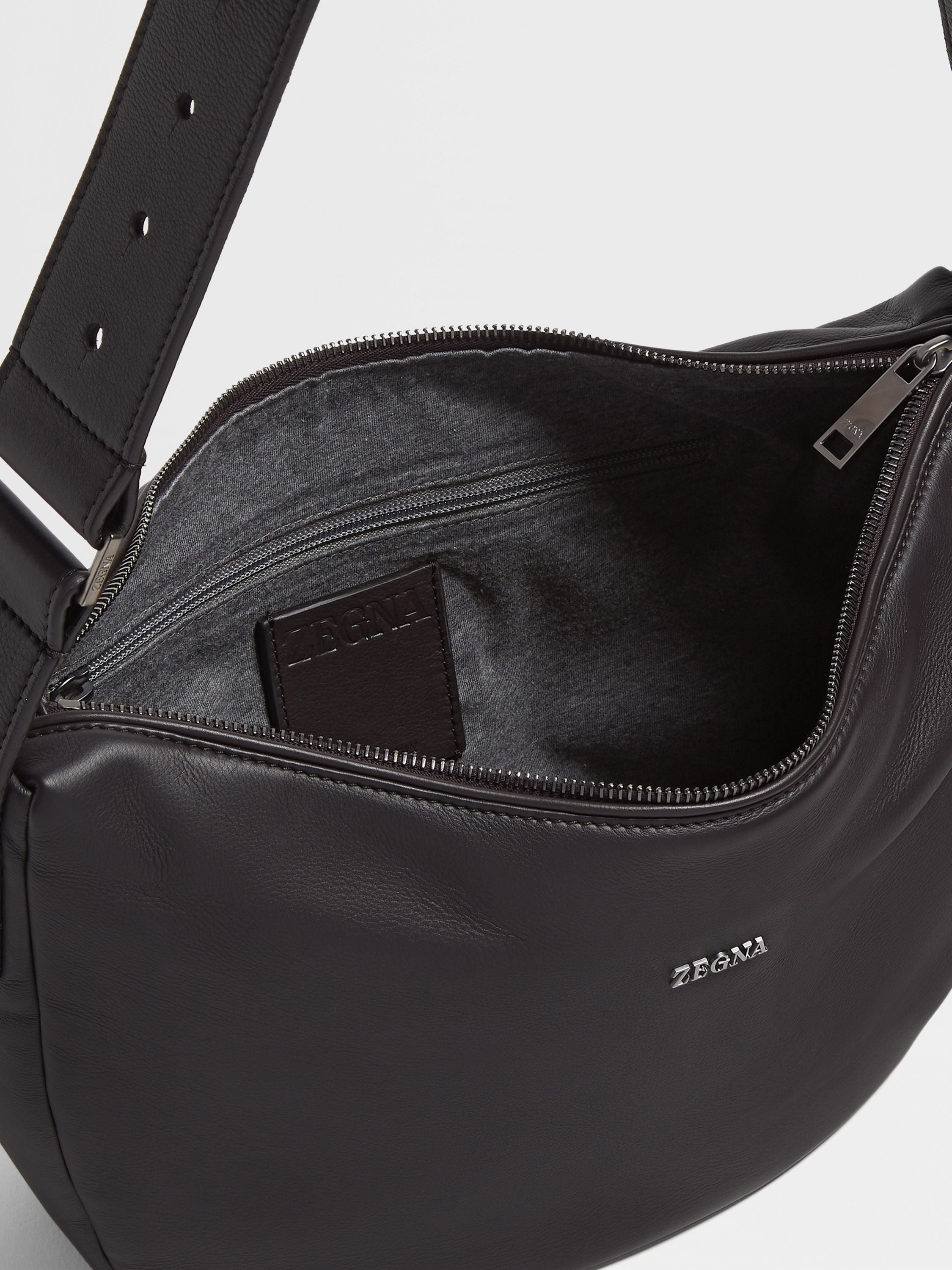 DARK BROWN SECONDSKIN HOBO PANORAMA MICRO BAG - 4