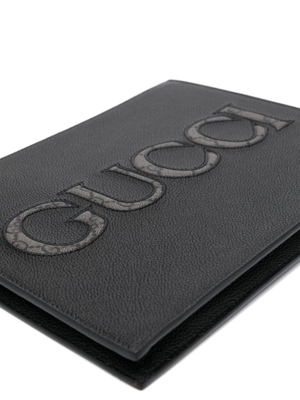 inlaid-logo grained-leather clutch - 4