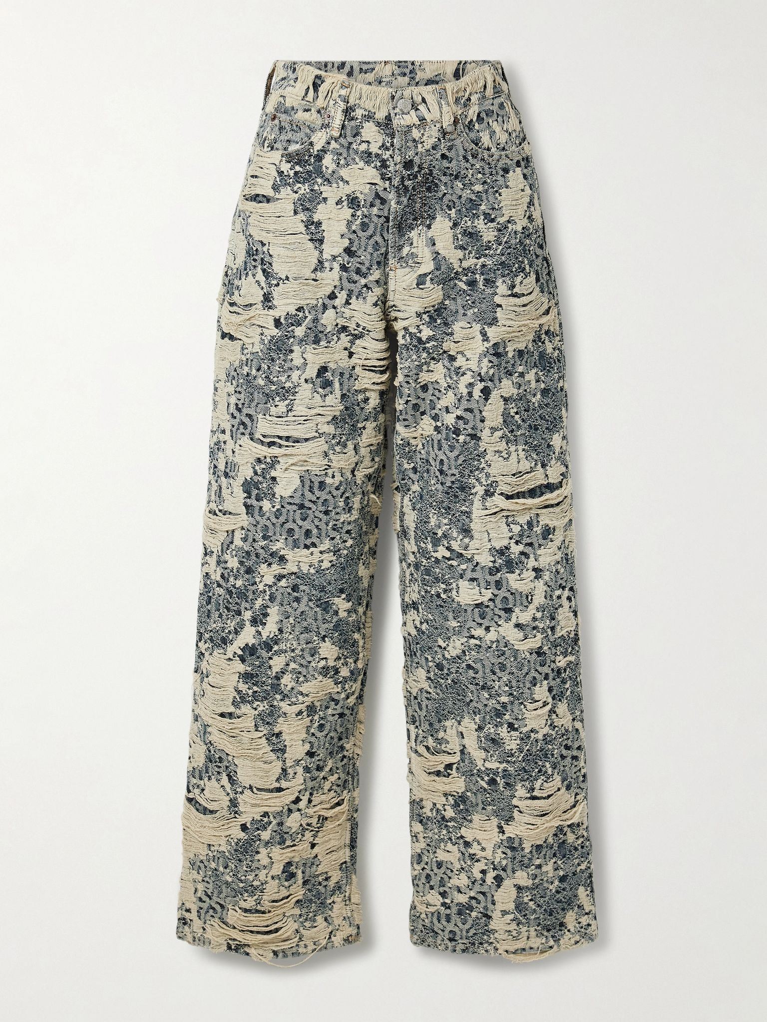 1981 distressed mid-rise wide-leg organic jeans Gray - 1