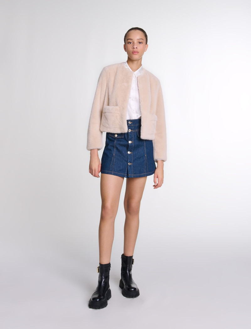 maje Cropped faux fur jacket outlook