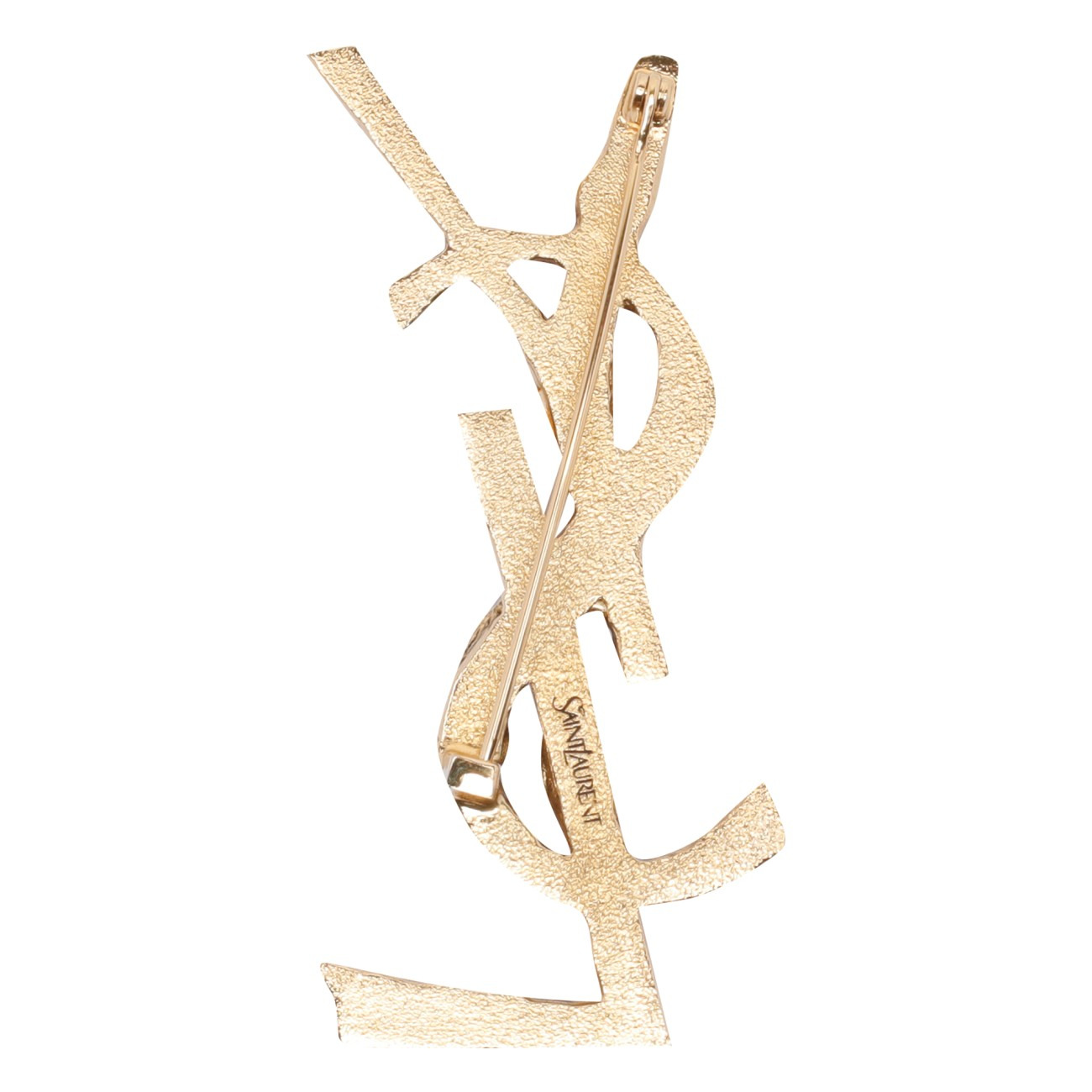 Saint Laurent Women Cassandre In Tiger's Eye, Sunstone And Metal Brooch - 2