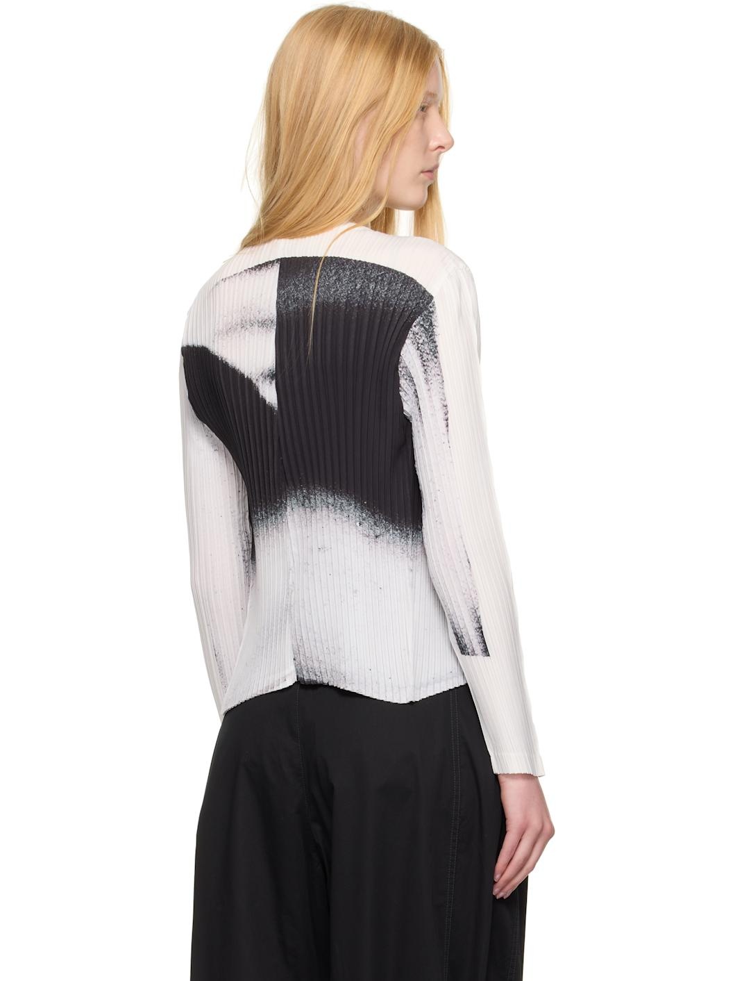 White & Black May Shadow Study Pleats Cardigan - 3