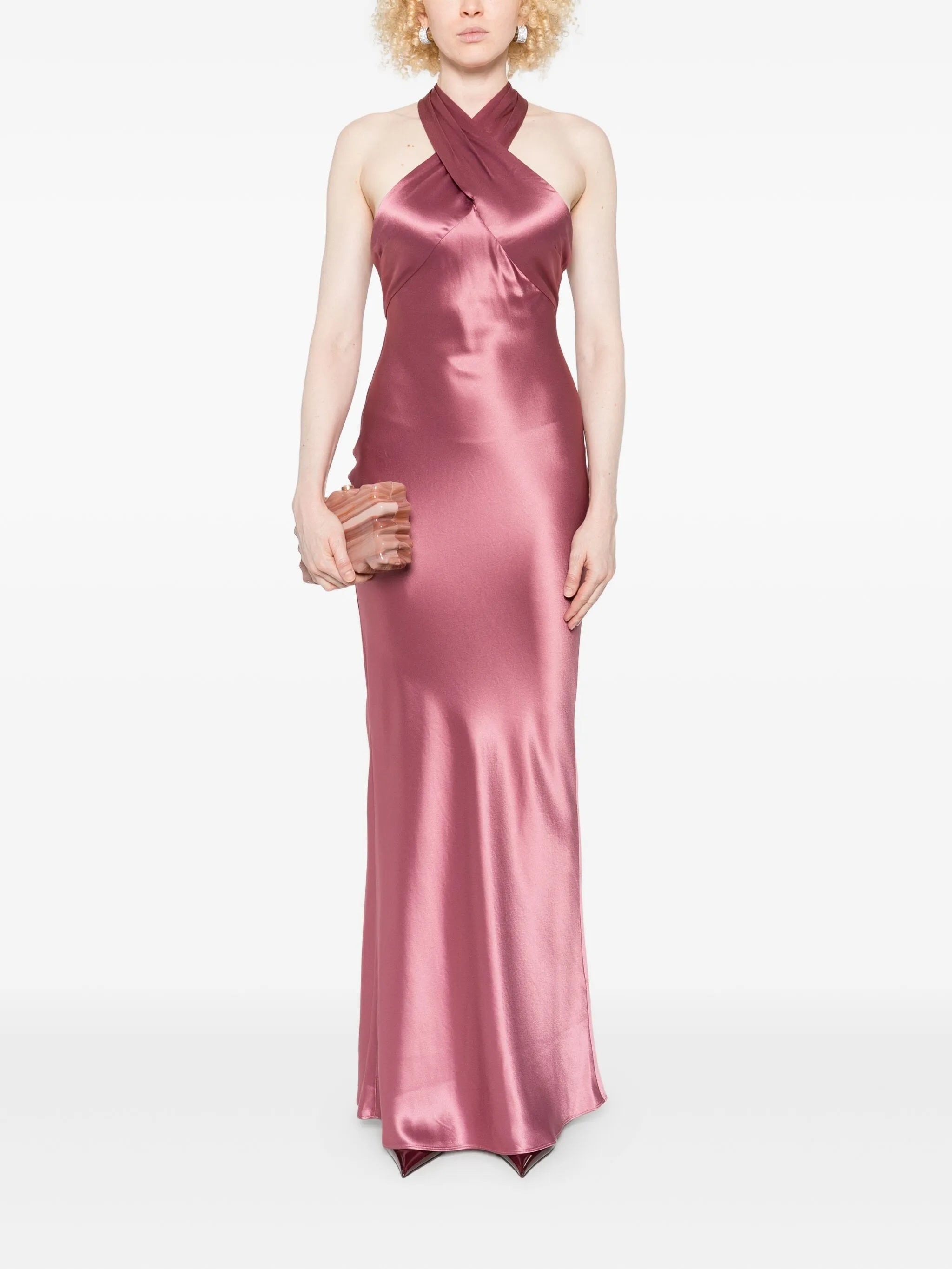 Retrofete Cross-front Satin Dress - 3