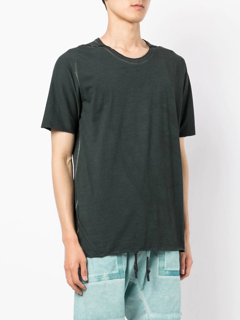 cotton panelled T-shirt - 3