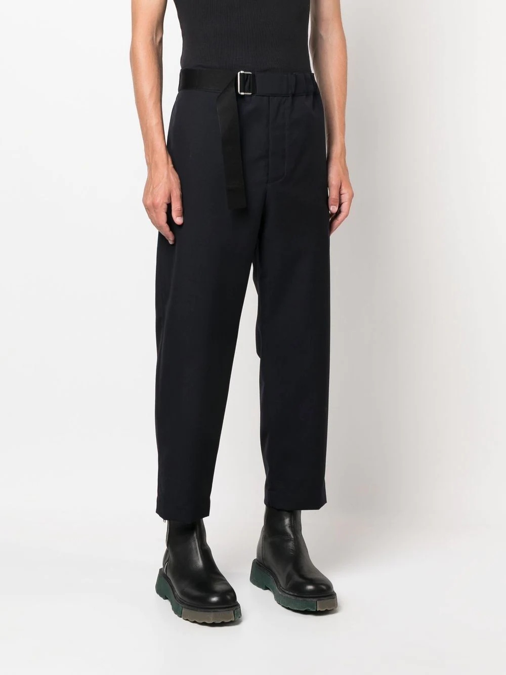 belted-waist cotton trousers - 3