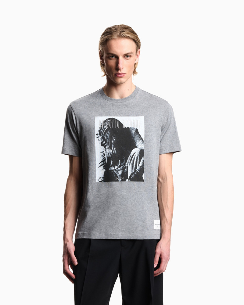 EMPORIO ARMANI ICON JERSEY T-SHIRT WITH PHOTOGRAPHIC PRINT AND EMBROIDERY outlook
