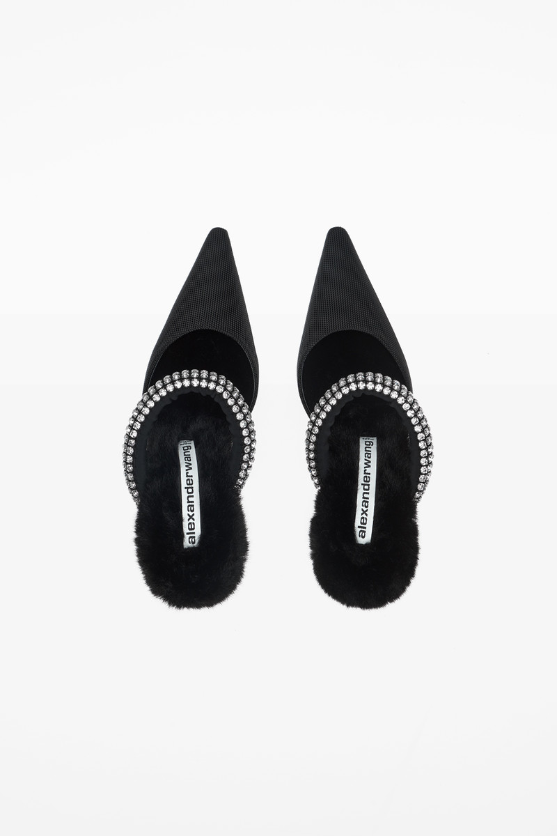 GRACE85 CRYSTAL MULE IN NYLON & FAUX FUR 5