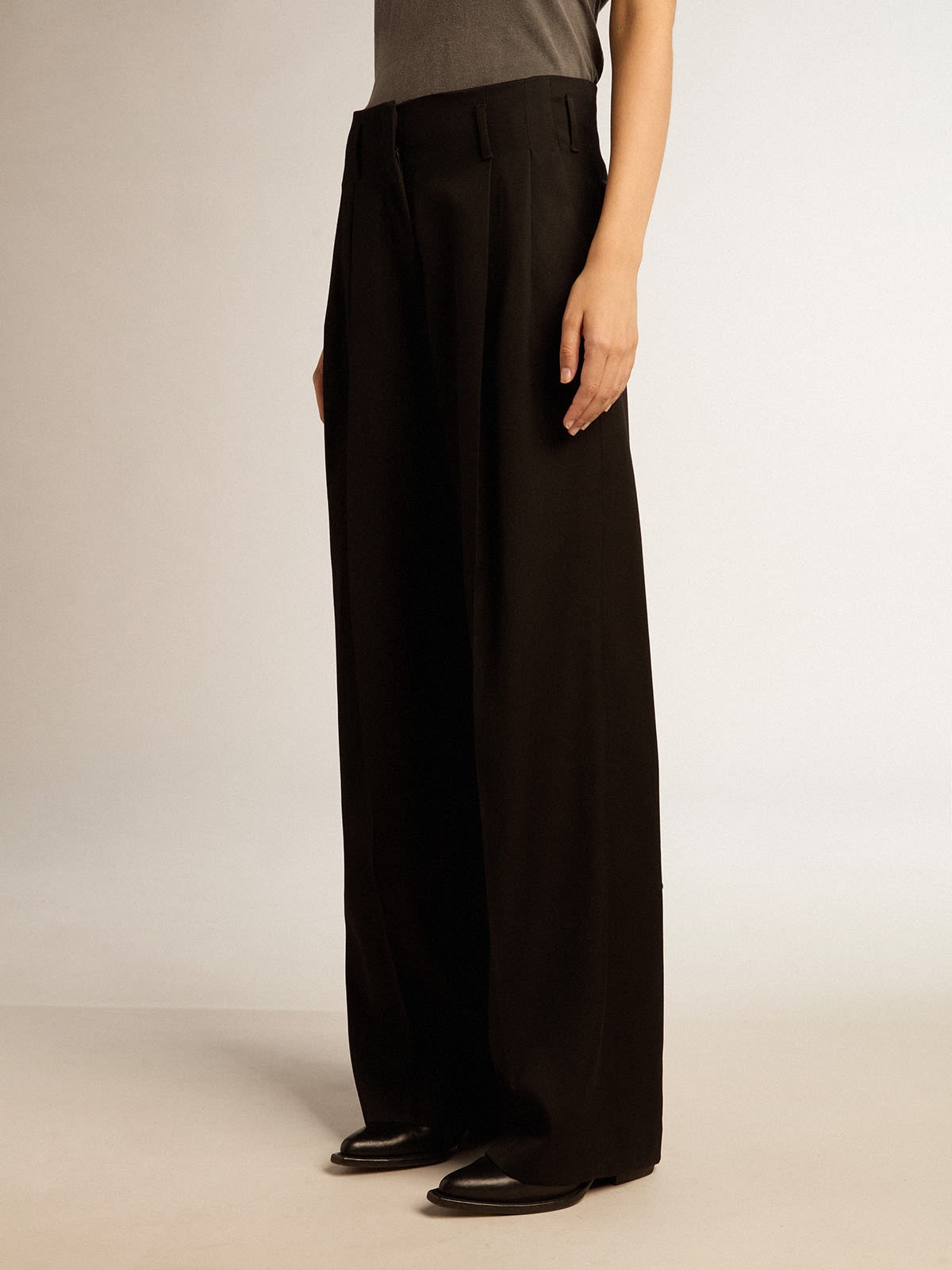 Women’s black wool gabardine pants - 2