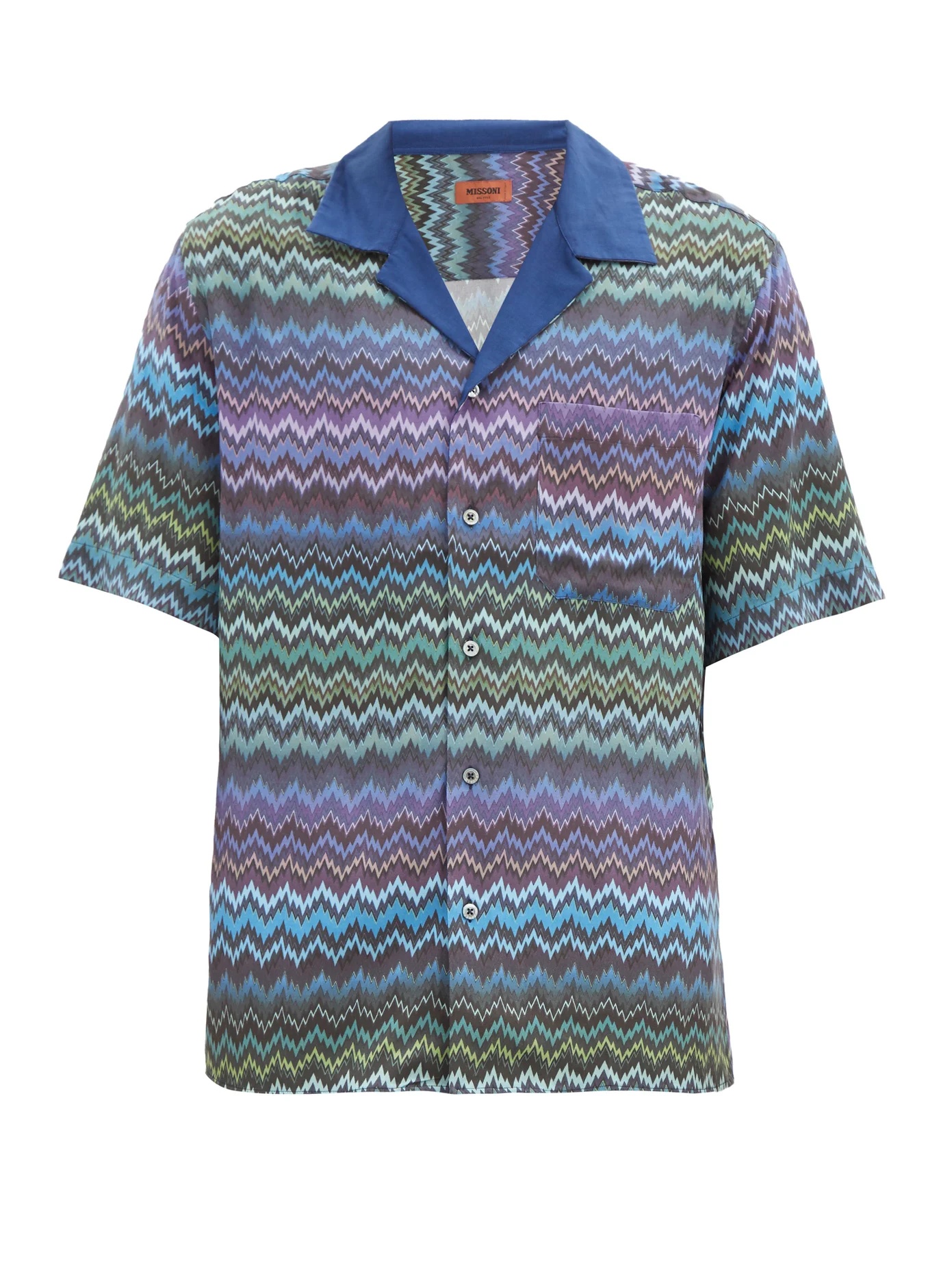 Zigzag-print twill shirt - 1