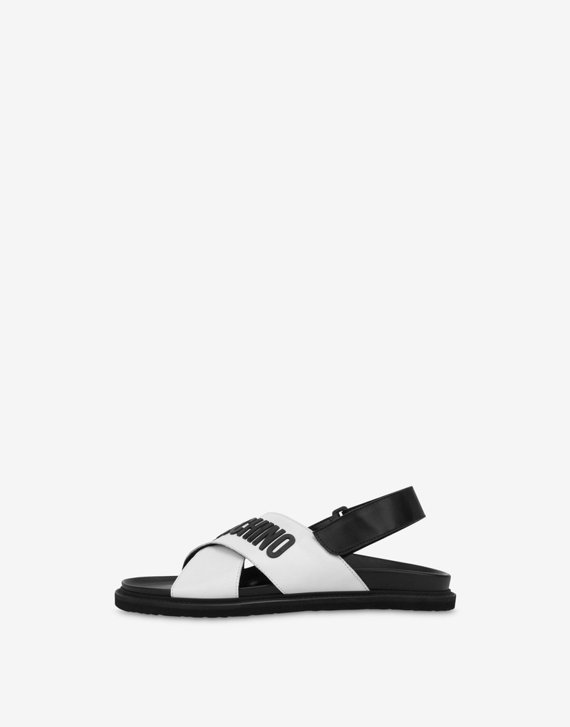 RUBBER LOGO CALFSKIN SANDALS 2