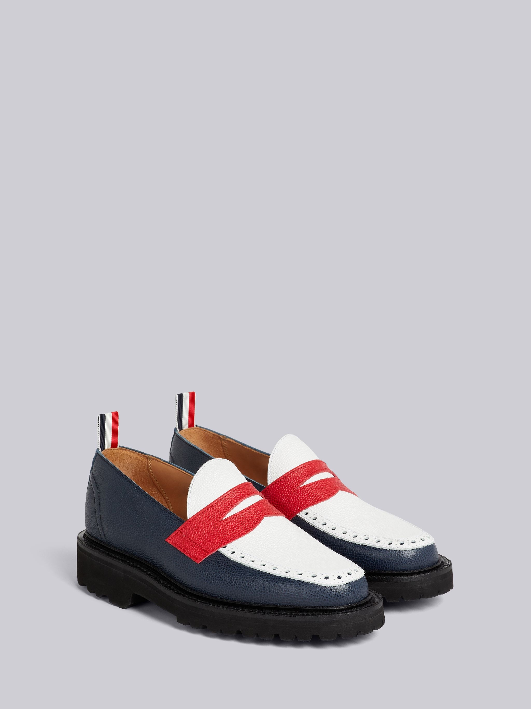 Multicolor Pebble Grain Leather Commando Sole Penny Loafer - 3