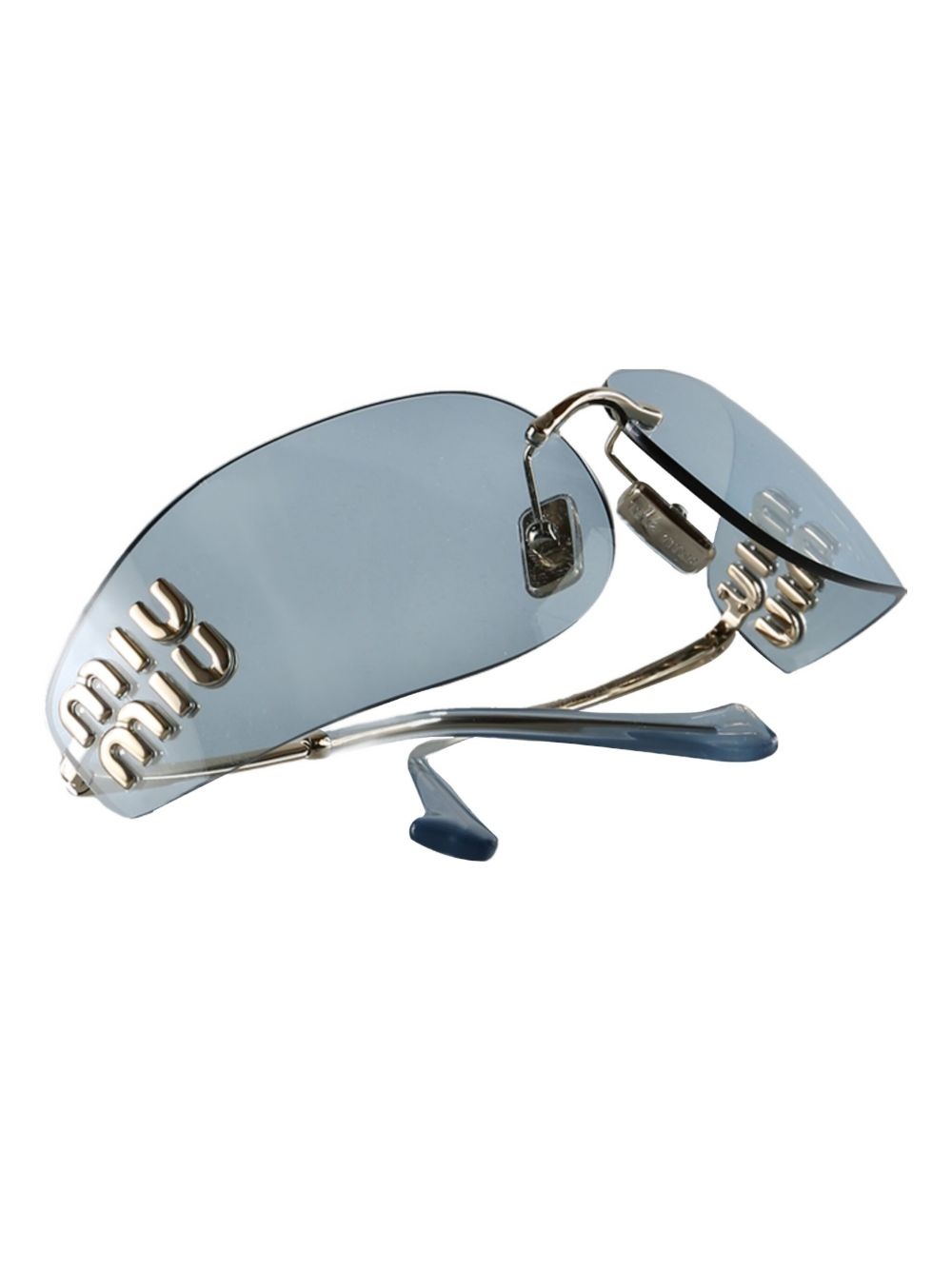 logo-plaque rimless sunglasses - 3