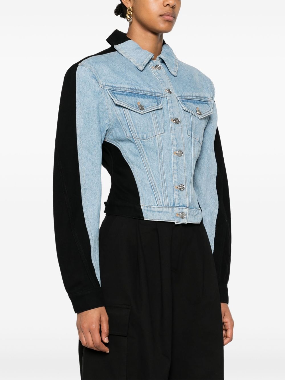 colour-block denim jacket - 3
