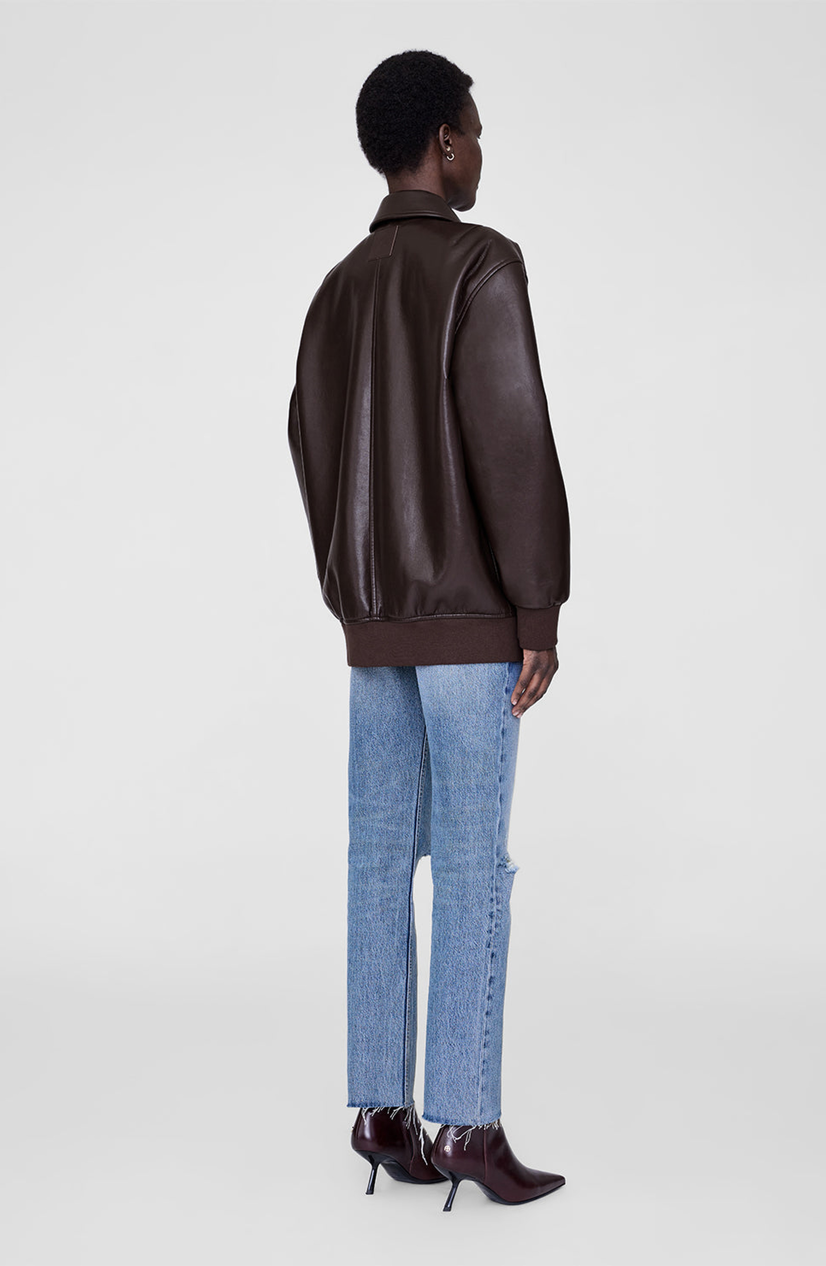 ANINE BING Kelanie Recycled Leather Jacket in Deep Brown at Nordstrom - 2