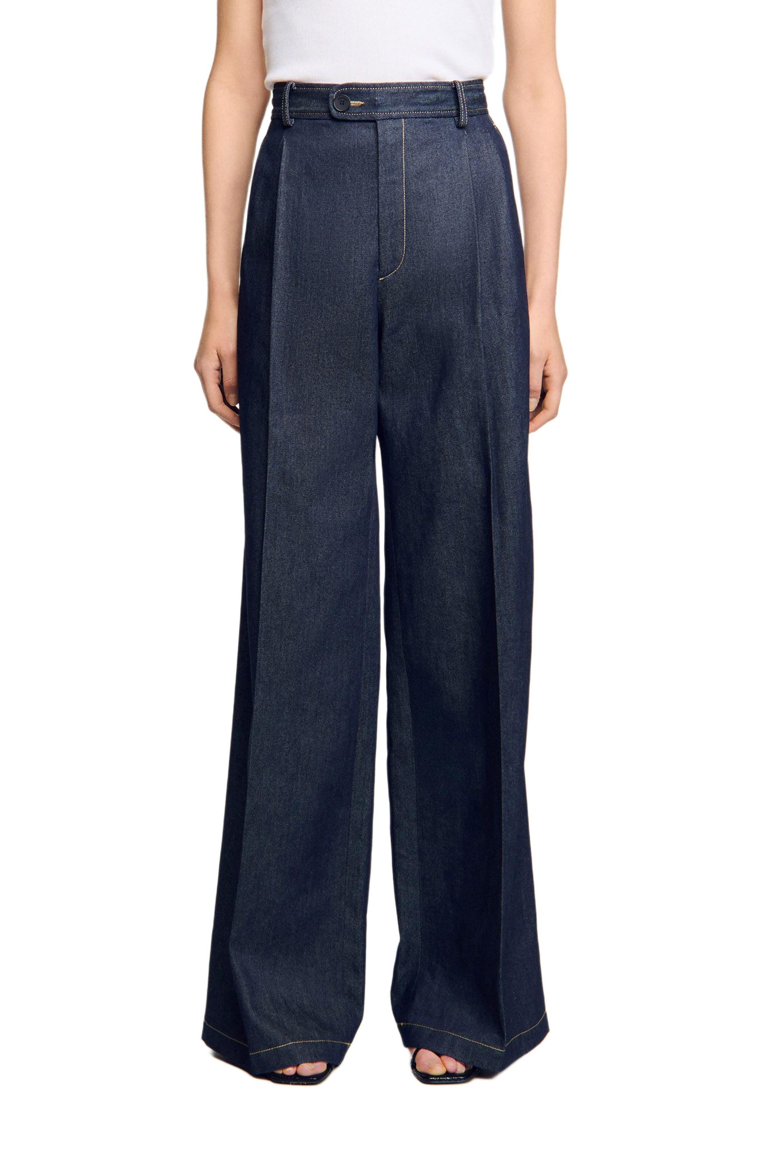 SANDRO Denim suit trousers in Deep Blue at Nordstrom - 3